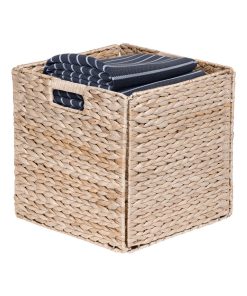 Panier de rangement pliable - Jacinthe d'eau - 2 poignées - 31 x 31 x 31 cm - Beige