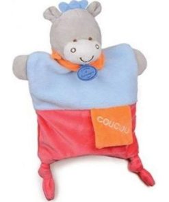doudou Doudou et compagnie Ane Bleu Coucou foulard Orange DC2784 Petit Secret Marionnette - Bleu