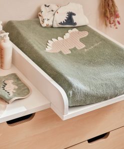 Matelas à langer avec housse élastique en éponge, eucalyptus - Vert