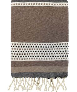 Fouta traditionnelle en coton 100 x 200 cm motif pointillés - Gris taupe