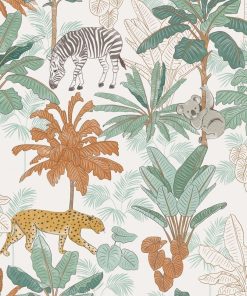 Nappe Toile cirée au mètre Aventura animaux naturel - Beige