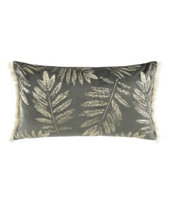Coussin franges Collection Tropic Adelore - gris anthracite