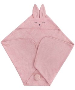 Cape de bain 100% bambou, Lapinou - Rose clair
