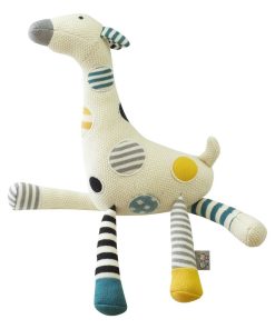 Peluche en coton maille tricot - Doudou Girafe - Multicolore
