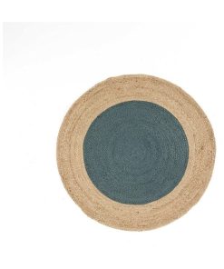 Tapis rond D120 jute bicolore Napoli bleu - Bleu