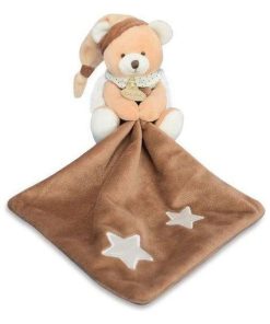 Doudou avec mouchoir Babynat Ours luminescent Marron et Blanc BN0622 - Marron