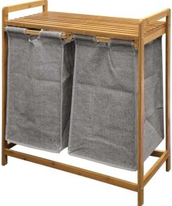 Meuble à linge 2 paniers amovibles bambou Tao - Beige