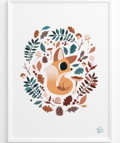 Affiche Renard En Forêt - Blanc