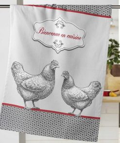 Lot de 4 torchons 50x70 En cuisine coton - Gris