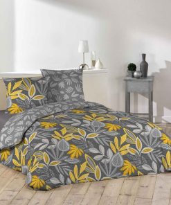 Parure housse de couette 240x220cm Art Floral - Jaune