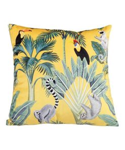 Housse de coussin velours 40x40 cm Jungle safran - Jaune