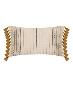 Housse de coussin Ray pompons 30x50 cm - Jaune