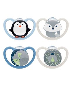 Lot de 4 sucettes Space 0-6M Jour & Nuit Nuk - Multicolore
