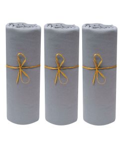 Lot x3 Draps housse bébé 100% jersey Bio peigné - 'P'tit Basile' - Gris foncé