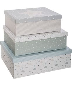 Lot de 3 boites de rangement gris - Gris