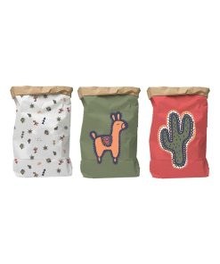 Future Home - Lot de 3 sacs kraft blanc kaki et rose 30x18x60cm - Multicolore