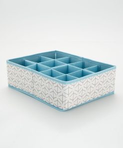Casier de rangement en tissu - blanc/bleu