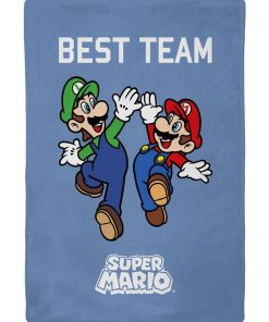 SUPER MARIO - Plaid Mario & Luigi 110x130 cm - 100% Polyester - Bleu - Bleu