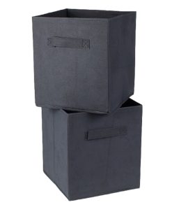 Cube De Rangement Intissé 28x28cm - Lot De 2 - gris anthracite