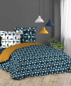 Housse de couette 200x200 + 2 taies Gabi coton - Bleu