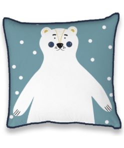 Future Home - Coussin coton bleu avec ours blanc 40x40cm - Bleu