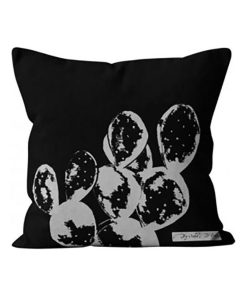 Housse de coussin 40x40 cm Cactus coton - Noir