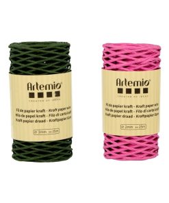 2 bobines fil kraft vert bouteille/fuschia 2mm x 25 m - N/A