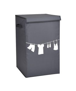 Panier à linge tissu imprimé - gris