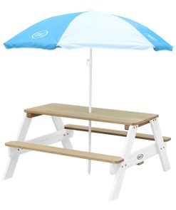 Table pique-nique Nick en bois avec Parasol Axi - Jaune moutarde