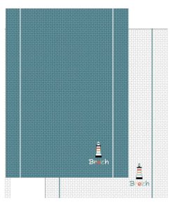 Lot de 2 torchons nid d abeille 50 x 70 cm Phare breizh bretagne - Multicolore