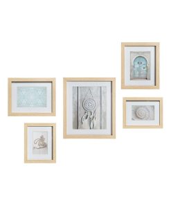 Set de 5 cadres photos naturel ethnique - Beige