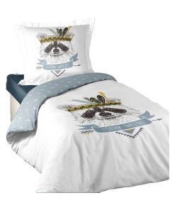 Parure Housse de couette Filou le Raton Laveur indien - Blanc