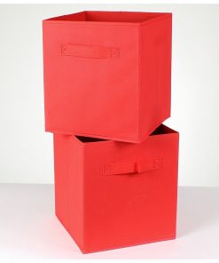 Cube De Rangement Intissé 28x28cm - Lot De 2 - Rouge