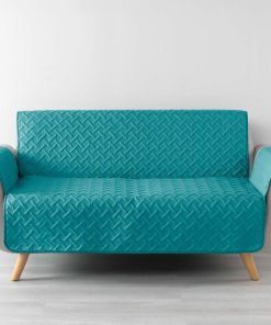 Protège canapé 3 places matelassé 279x179 uni Lounge pétrole - Bleu
