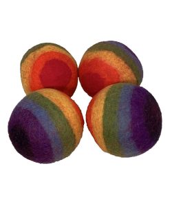 Balles 7,5 cm en laine feutrée Rainbow - set de 4 - Multicolore