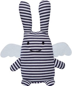Hochet peluche Ange lapin marinière + pochette en coton - N/A