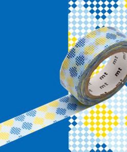 Masking tape damier - Bleu et jaune - 1,5 cm x 7 m - N/A