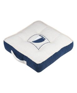 Coussin de sol 45x45 cm Catamaran naturel coton - Bleu