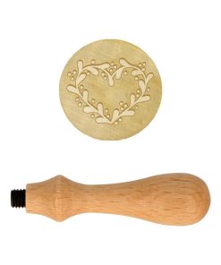 Manche en bois pour cachet de cire + Tampon Coeur - N/A
