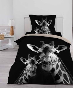 Housse de couette 140x200 + taie Coumba coton 42 fils - Noir