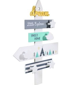 Patère décoration panneau directionnel à accrocher - Blanc