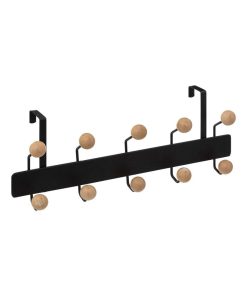 Patère boule bois 10 têtes pour porte - Noir