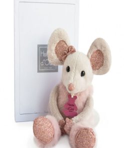 Coffret peluche Souris Etoile à paillettes Girls & Glitter (25 cm) - Ecru