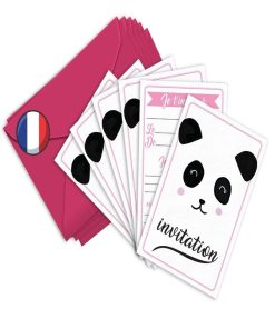 6 Invitations Et Enveloppes Anniversaire 'panda' | Fabrication Française - N/A