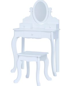 Coiffeuse Raiponce enfant fille avec miroir et tabouret Fantasy Fields TD-12851B - Blanc
