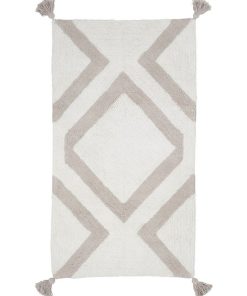 Guy Levasseur - Tapis de bain en coton fantaisie écru à pompons - Beige