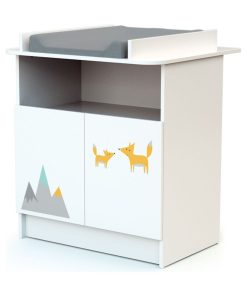 WEBABY - Meuble à langer - Blanc Orange Gris