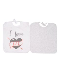Lot de 2 bavoirs I love Dad - 6 mois - Blanc