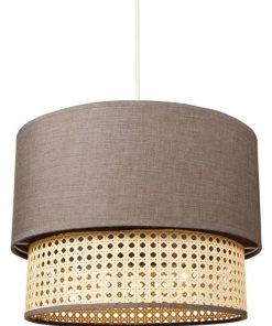 Suspension gigogne ronde cannage tissu gris foncé D35 - Gris