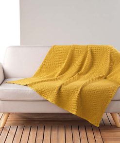 Plaid coton Collection Gaufrettes nid d'abeille - Jaune